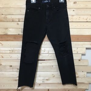 HOLLISTER Men’s Black Distressed Stretch Skinny fit denim Jeans size 28